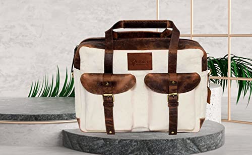 Canvas Leather Duffle Bag with Tag - Toyko