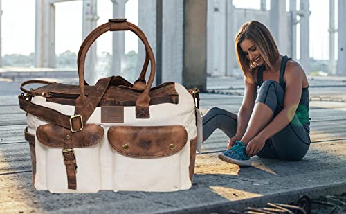 Premium Canvas Leather Duffle Bag with Luggage tag - Berlin