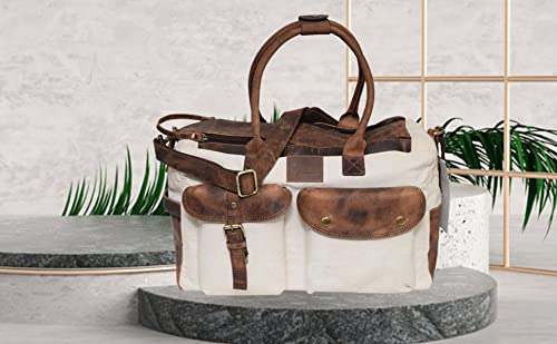 Premium Canvas Leather Duffle Bag with Luggage tag - Berlin