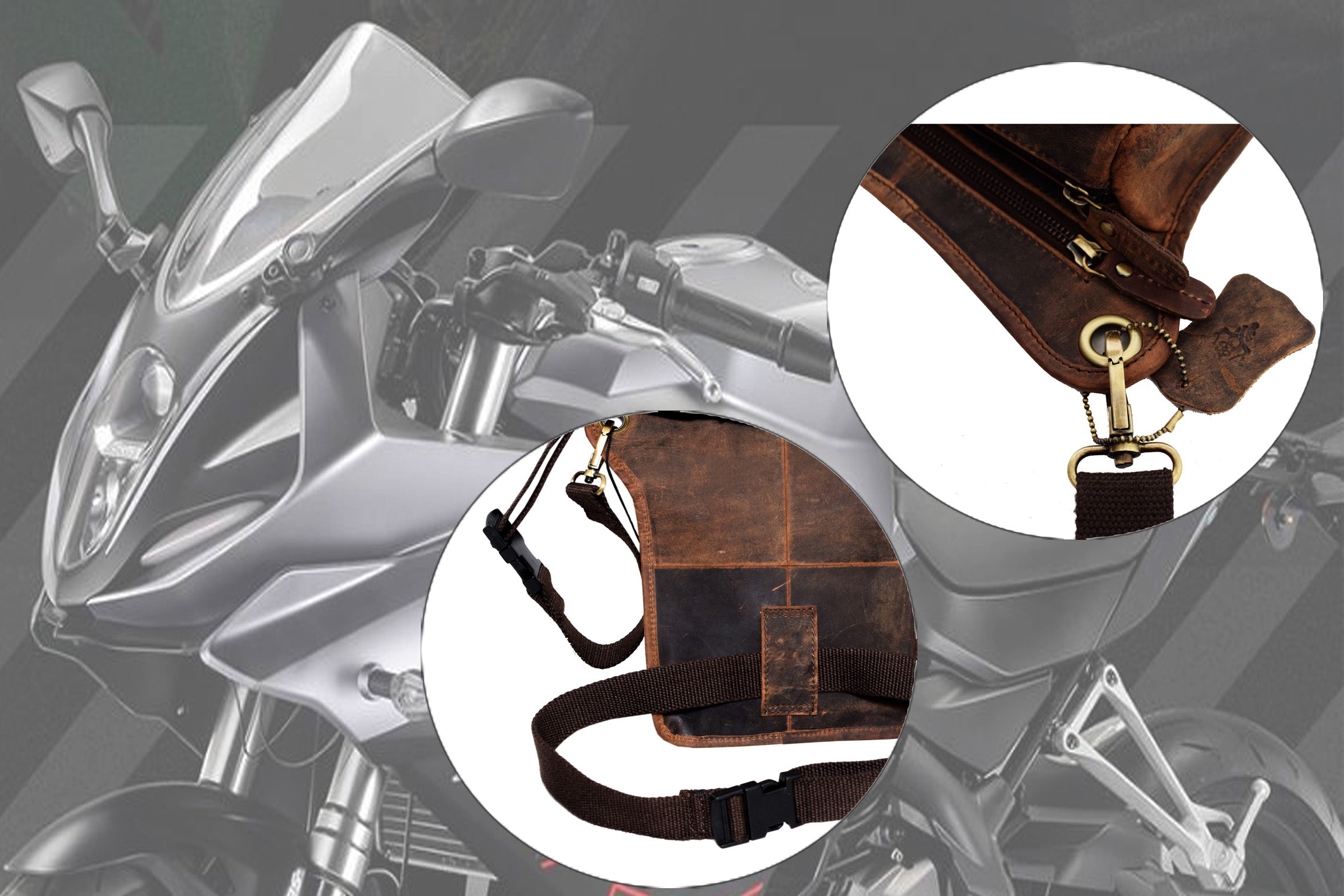 Leather Biker Crossbody Bag - Texas