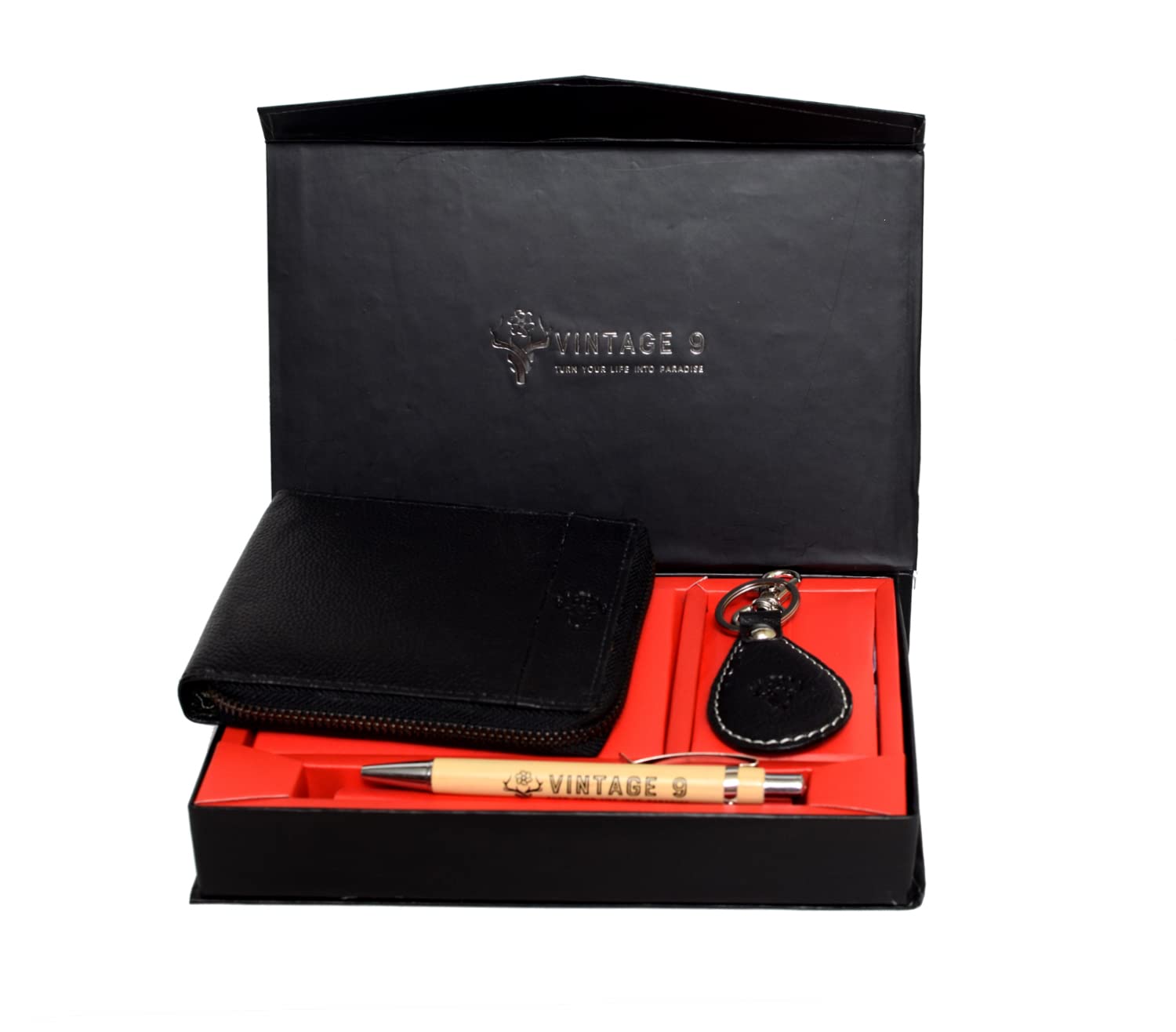 Leather Zipper Wallet Black - Durban Combo
