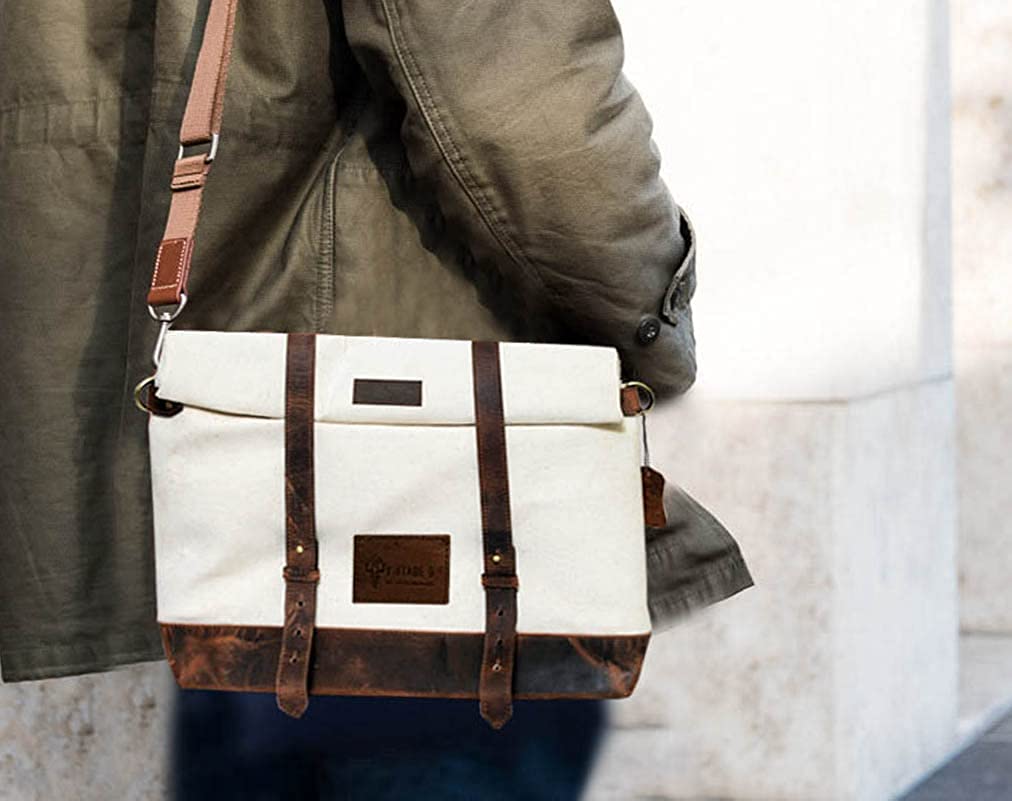 Canvas Leather Messenger Bag - Madrid