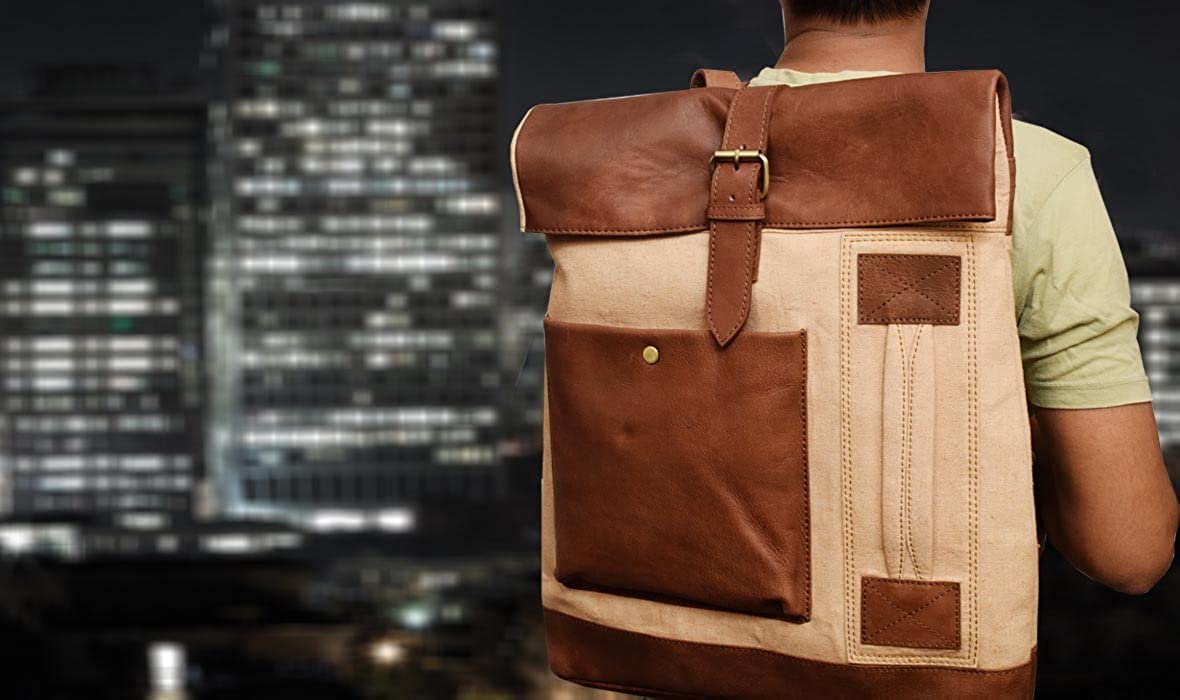 Vintage Premium Canvas Leather Backpack Bag - Cyprus