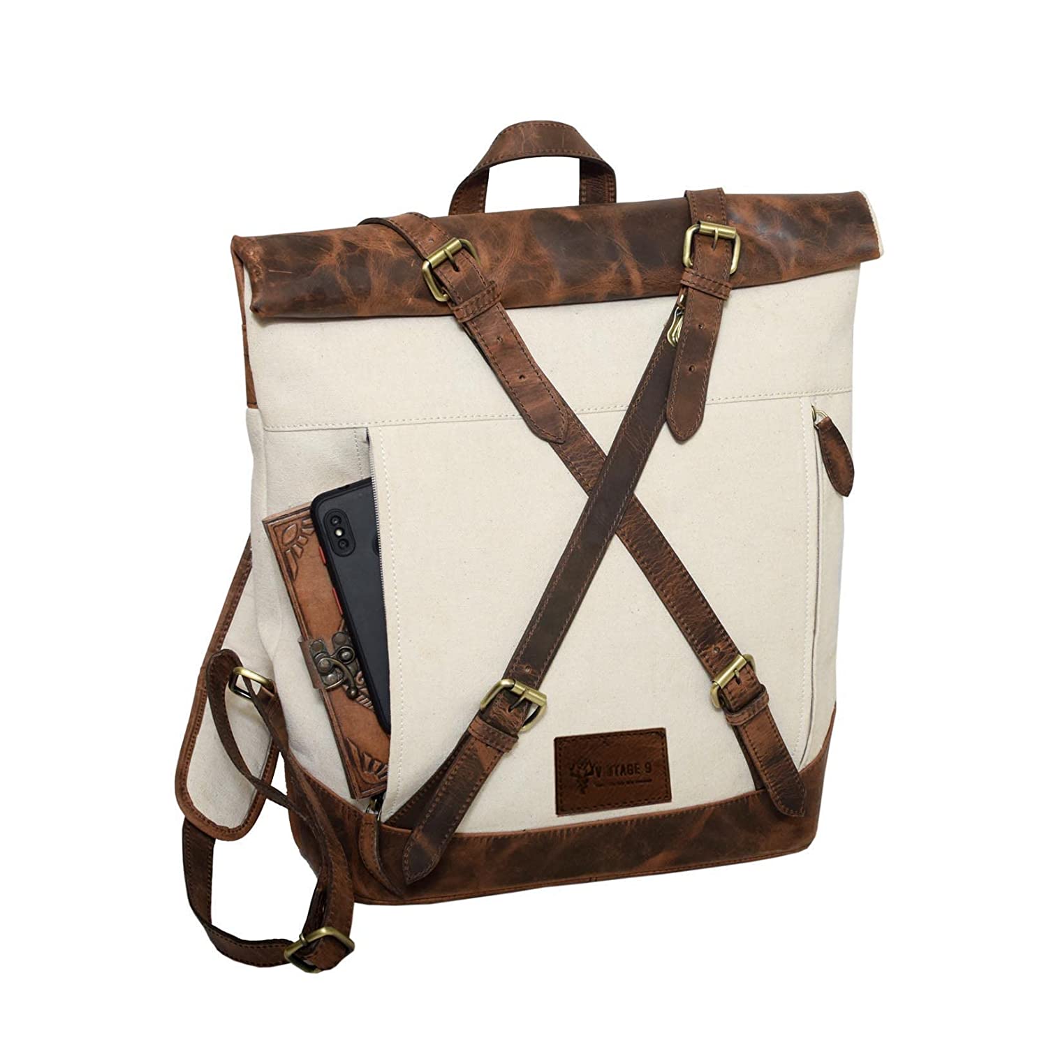 Premium Canvas Leather Backpack - Amsterdam