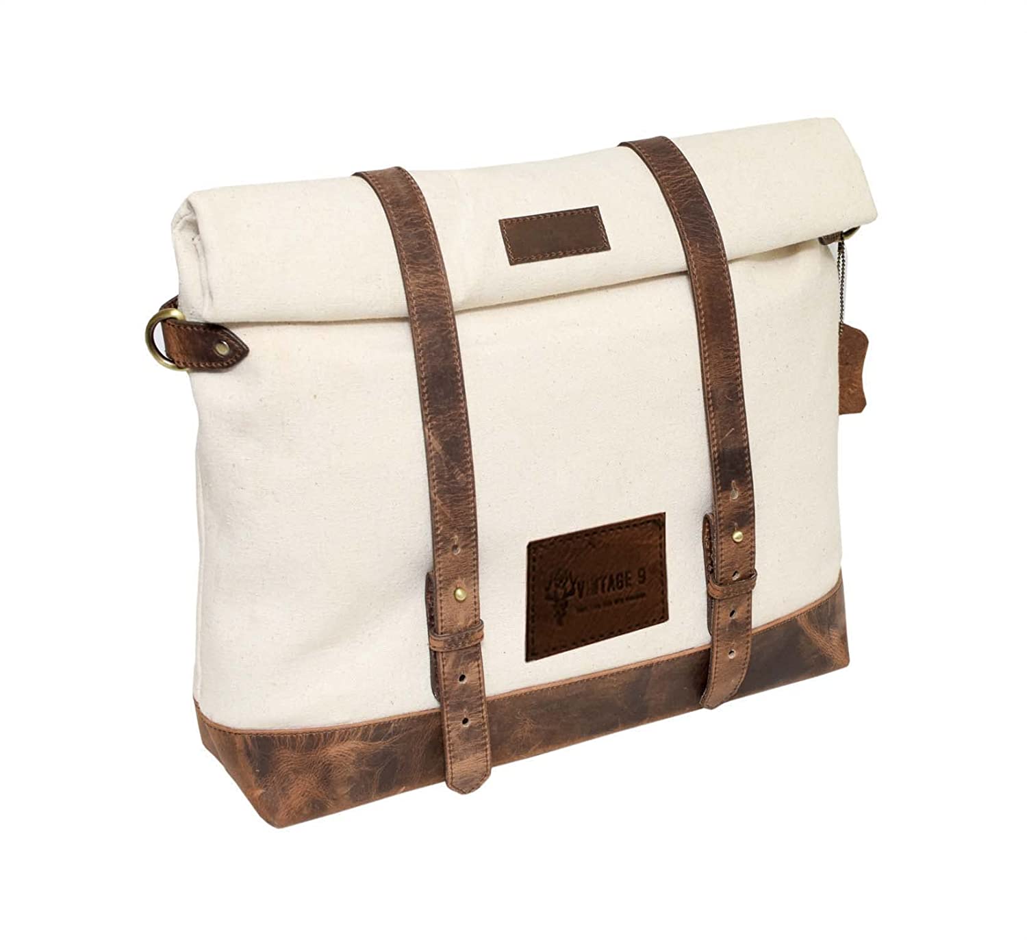 Canvas Leather Messenger Bag - Madrid