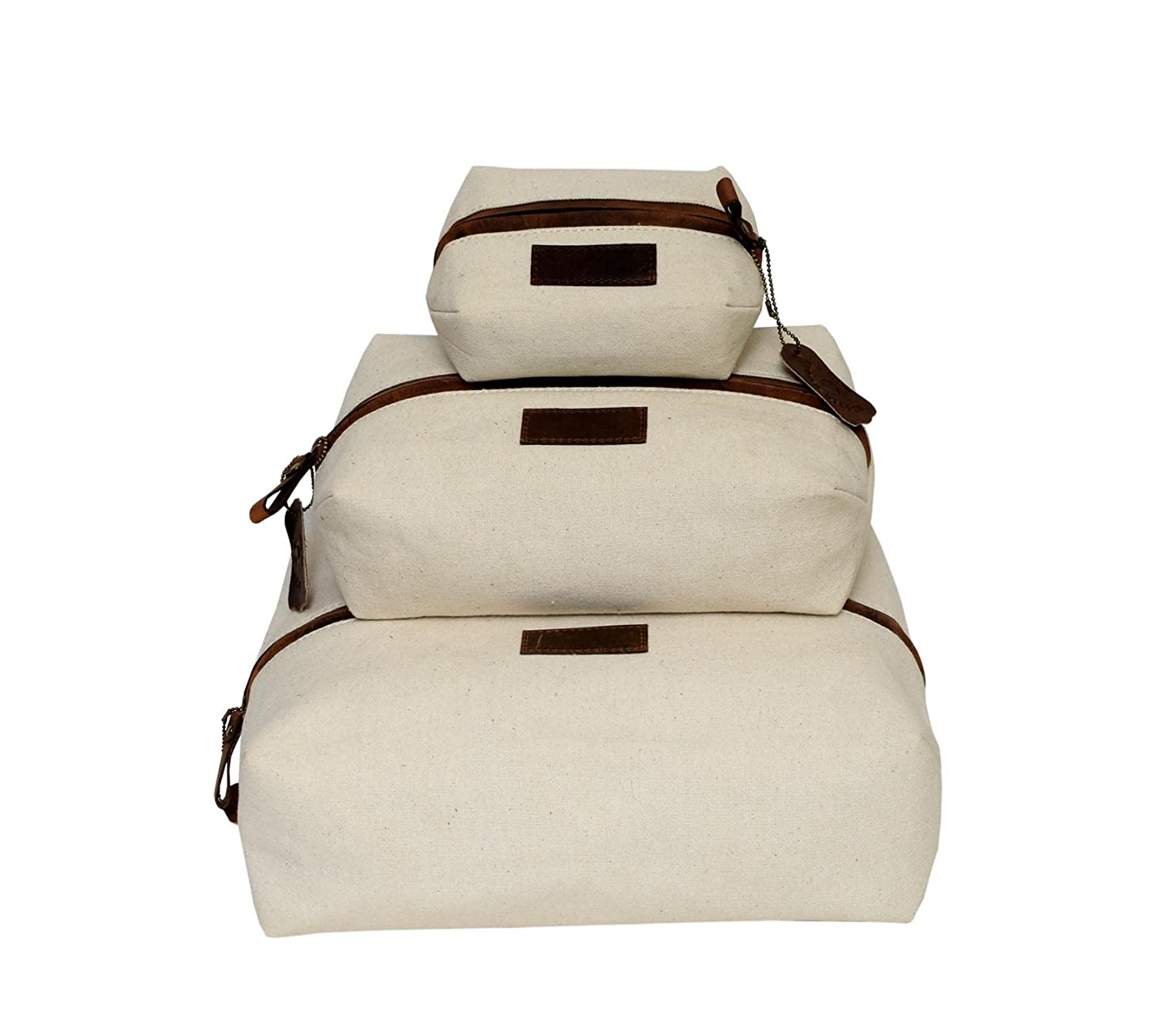 Vintage Premium Canvas Leather Luggage Organizer Set of 3 (Off-White) - Croatia