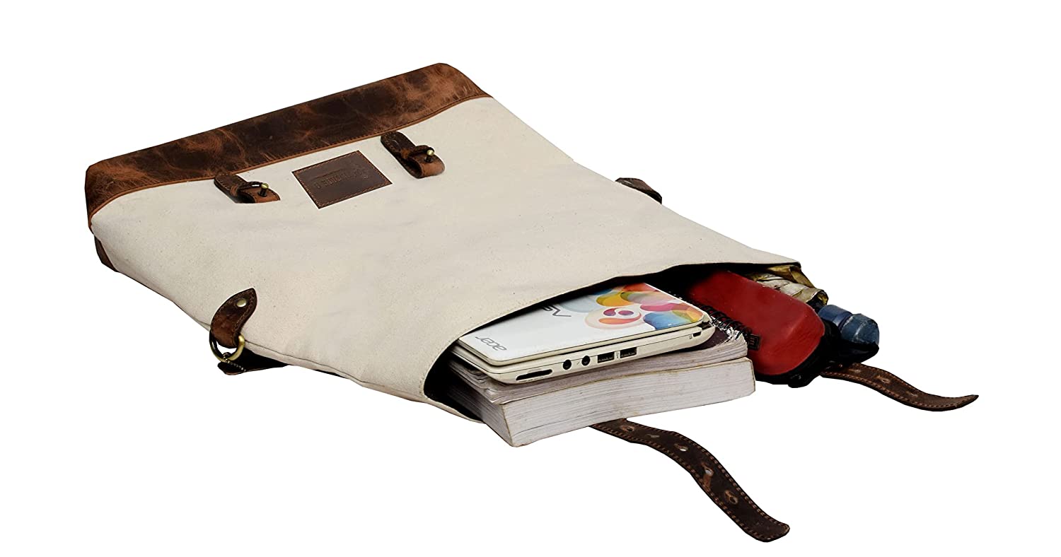 Canvas Leather Messenger Bag - Madrid