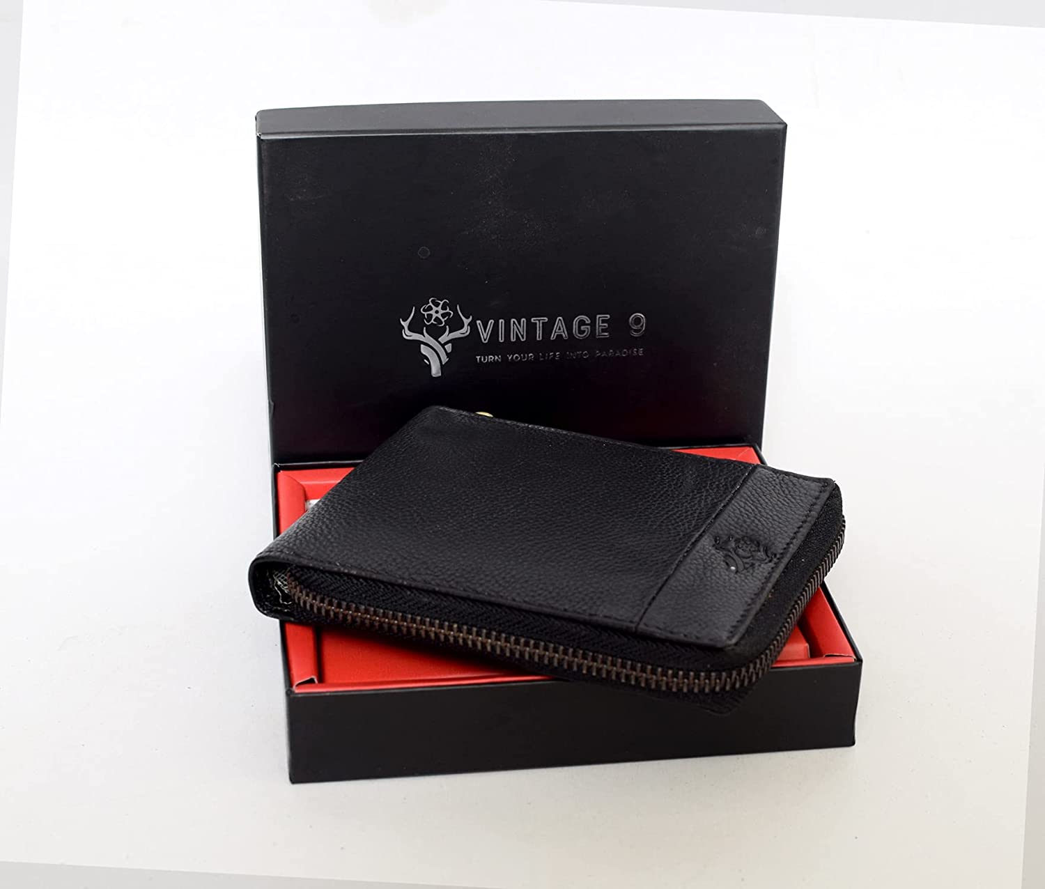 Leather Zipper Wallet Black - Durban