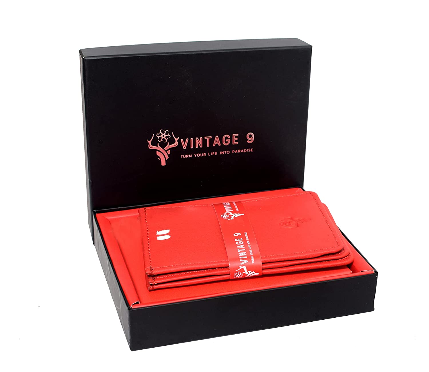 Leather Magflip Wallet Red