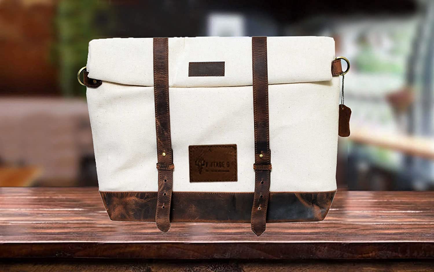 Canvas Leather Messenger Bag - Madrid