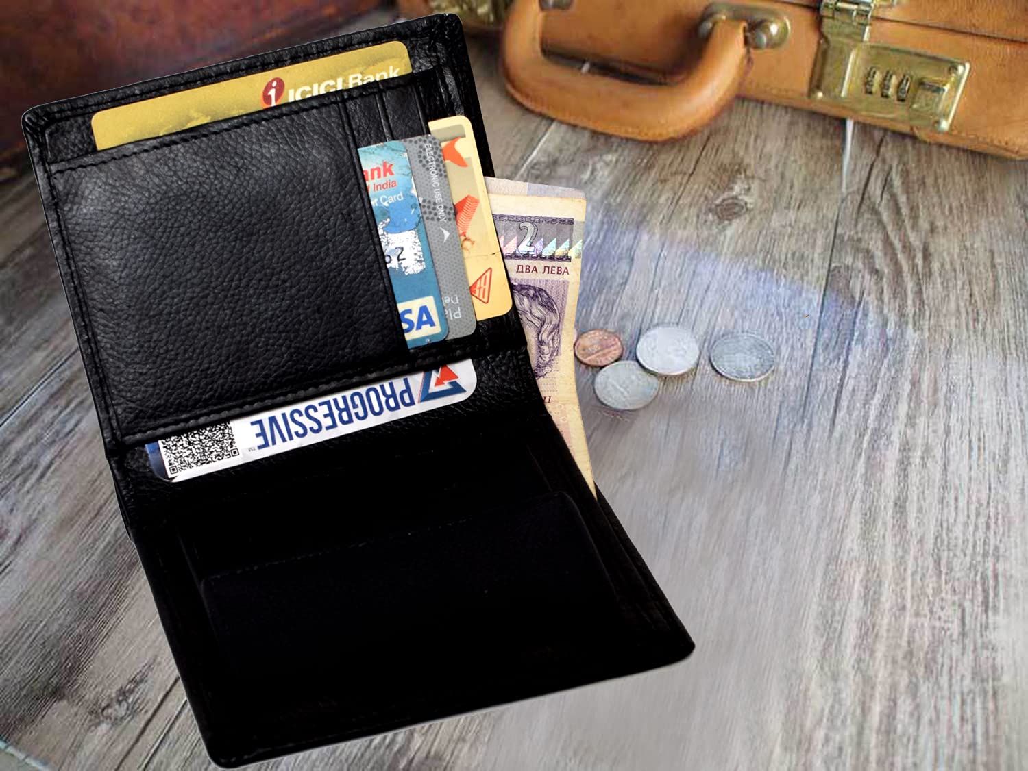 Vintage Leather Booklet Style Black Men's Wallet-Cairo