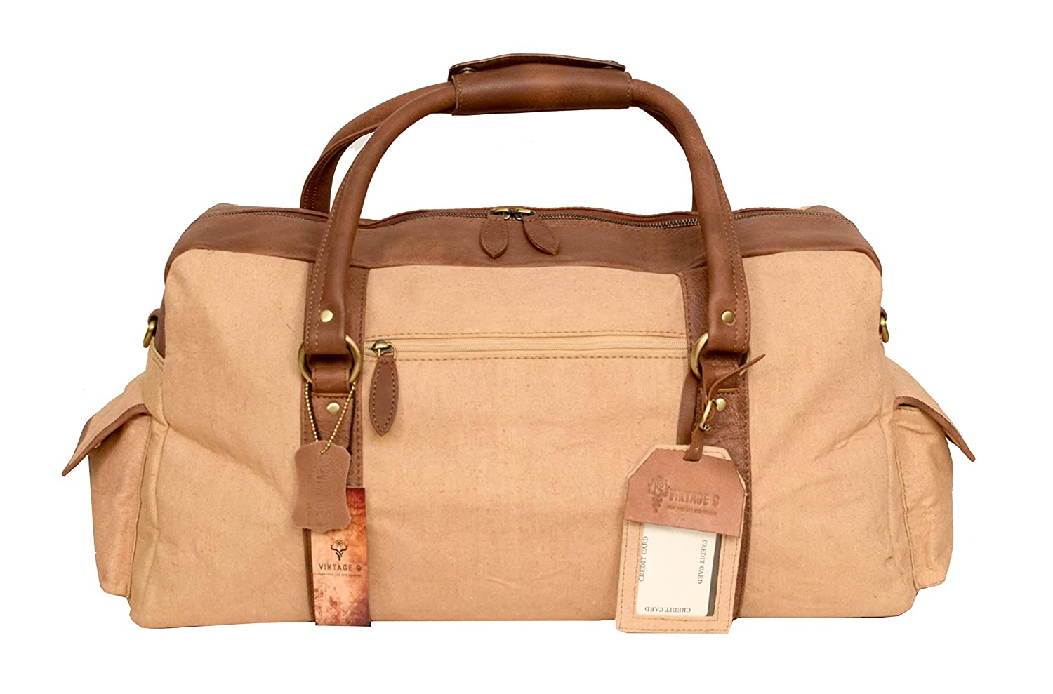 Canvas Leather Duffle Bag with Luggage tag - Florence