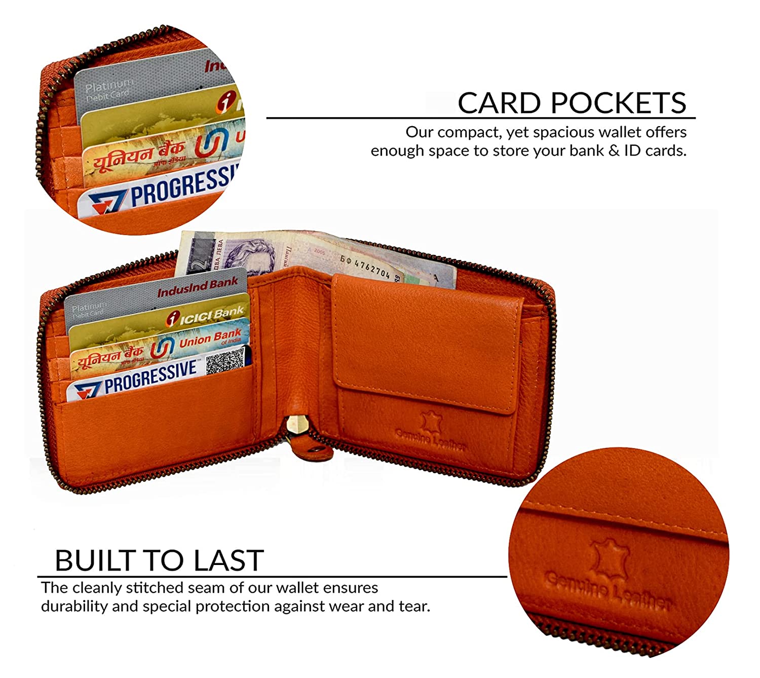 Leather Zipper Wallet - Durban Tan