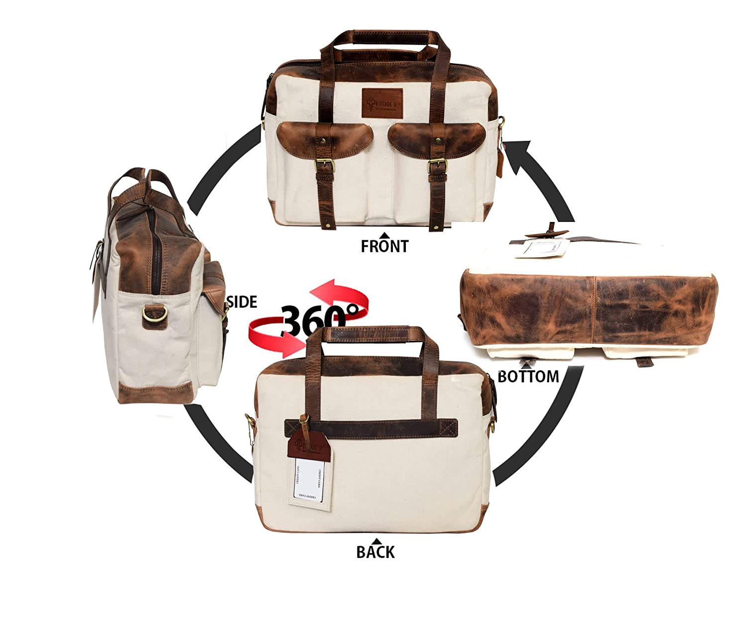 Canvas Leather Duffle Bag with Tag - Toyko