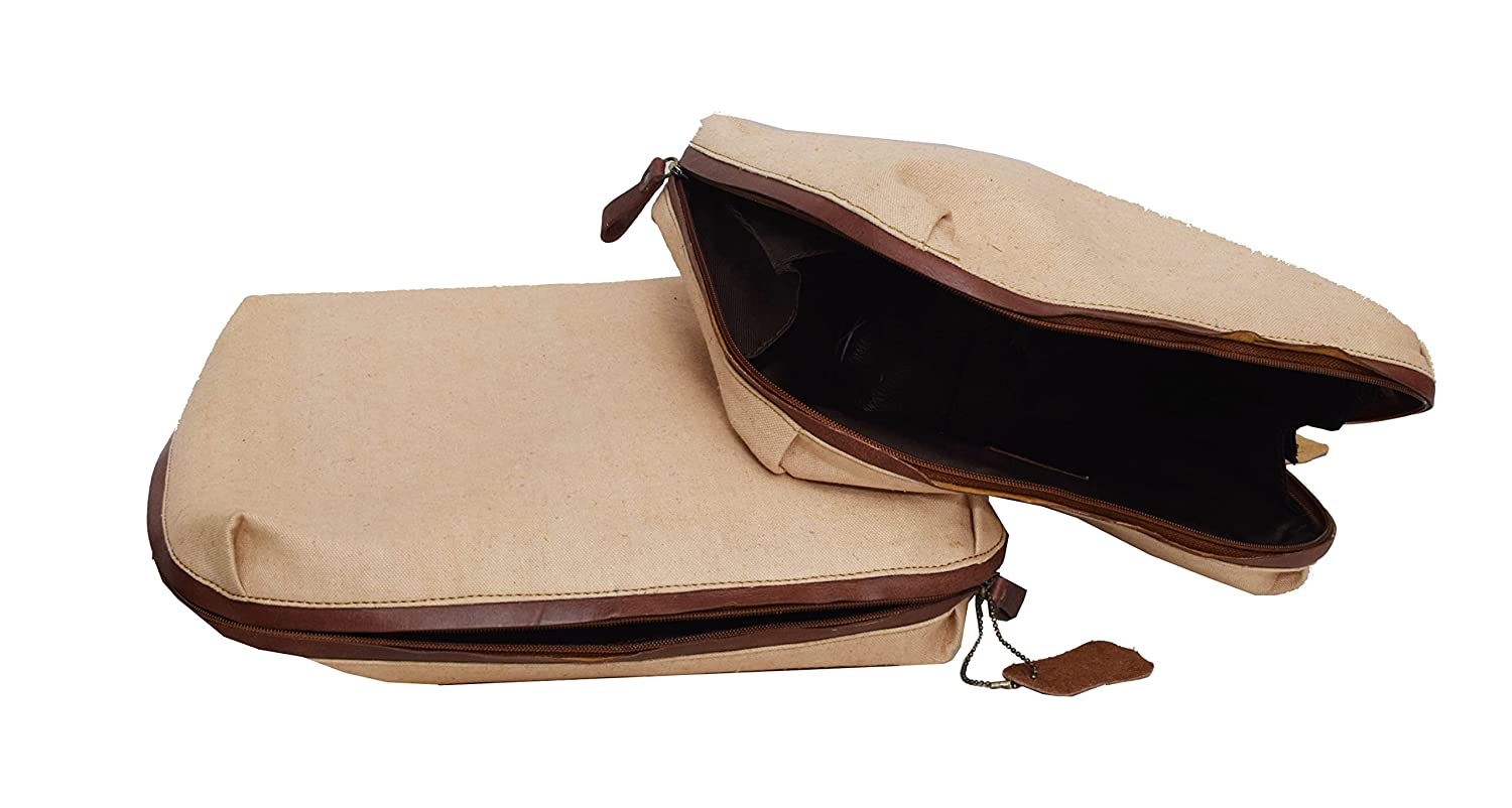 Canvas Leather Luggage Organiser Set of 2 (Gold) - Seville