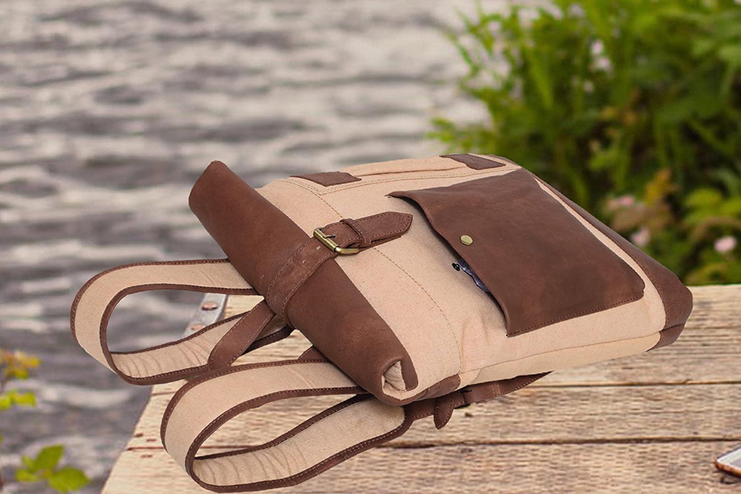 Vintage Premium Canvas Leather Backpack Bag - Cyprus