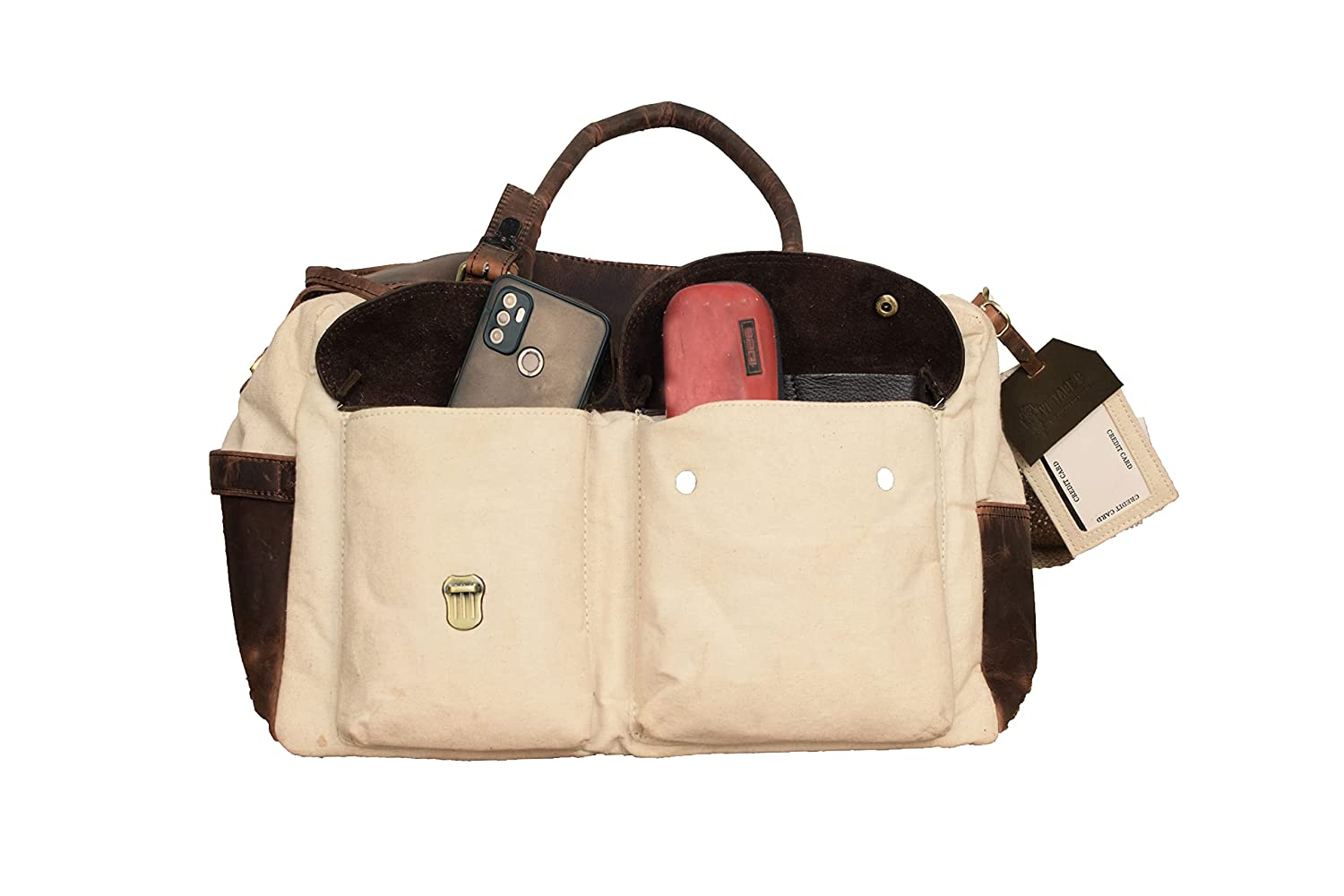Premium Canvas Leather Duffle Bag with Luggage tag - Berlin
