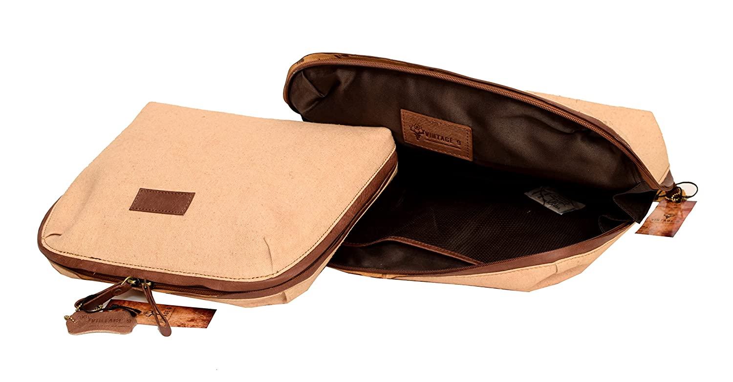 Canvas Leather Luggage Organiser Set of 2 (Gold) - Seville