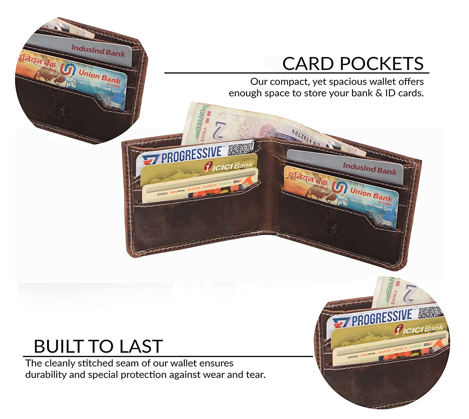 Vintage Leather Mens Wallet Slim Bi-Fold - Harrow