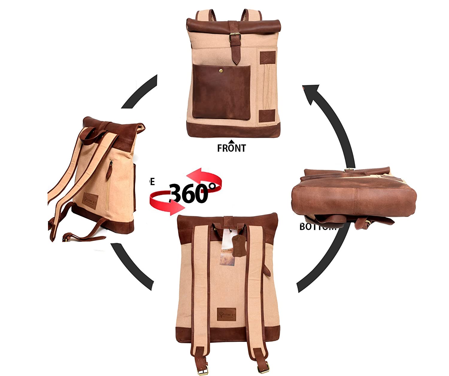 Vintage Premium Canvas Leather Backpack Bag - Cyprus