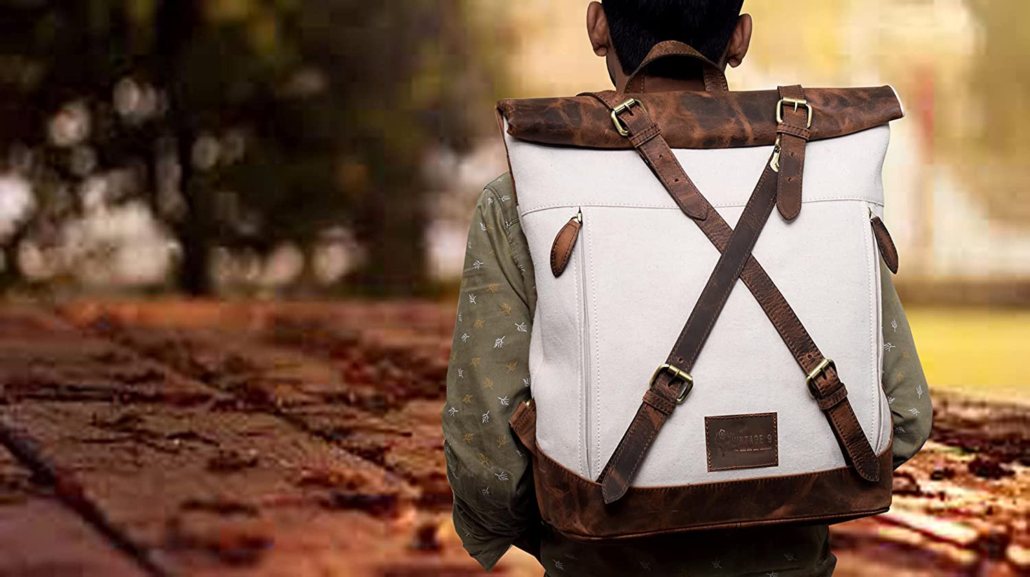 Premium Canvas Leather Backpack - Amsterdam