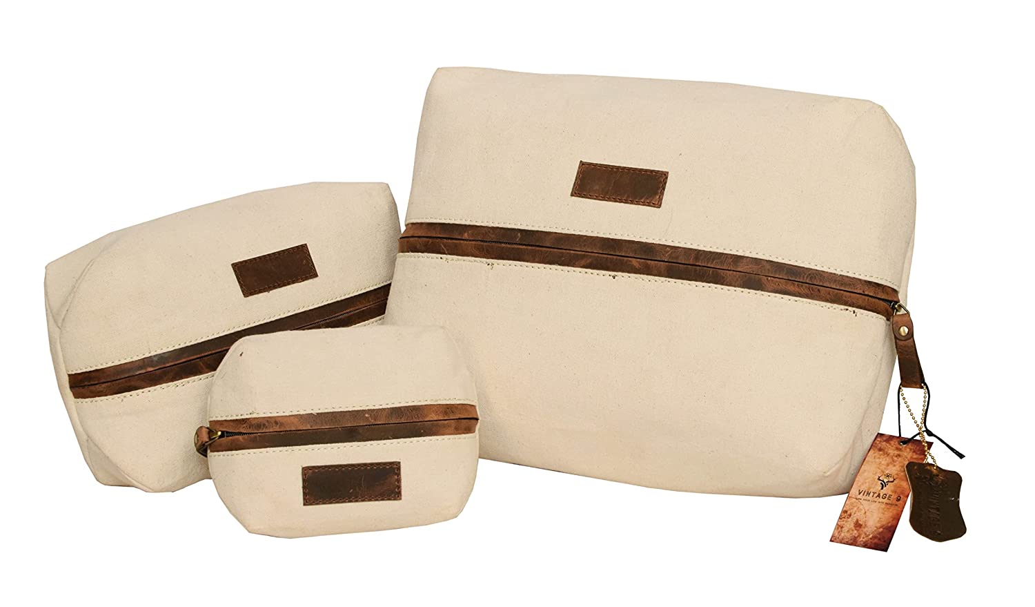 Vintage Premium Canvas Leather Luggage Organizer Set of 3 (Off-White) - Croatia
