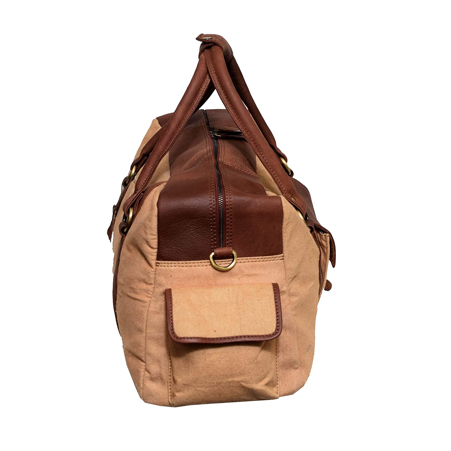 Canvas Leather Duffle Bag with Luggage tag - Florence