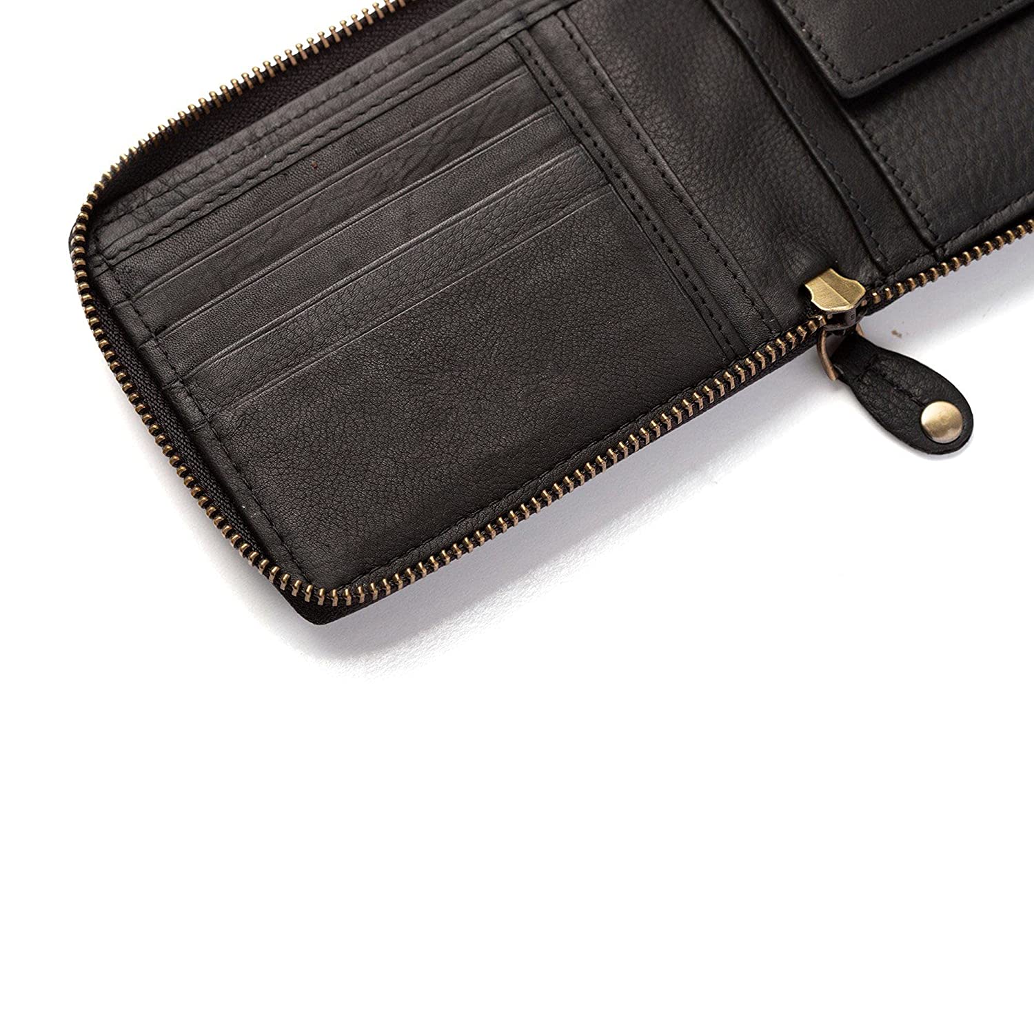 Leather Zipper Wallet Black - Durban