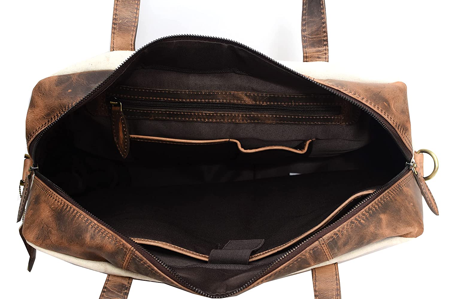Canvas Leather Duffle Bag with Tag - Toyko