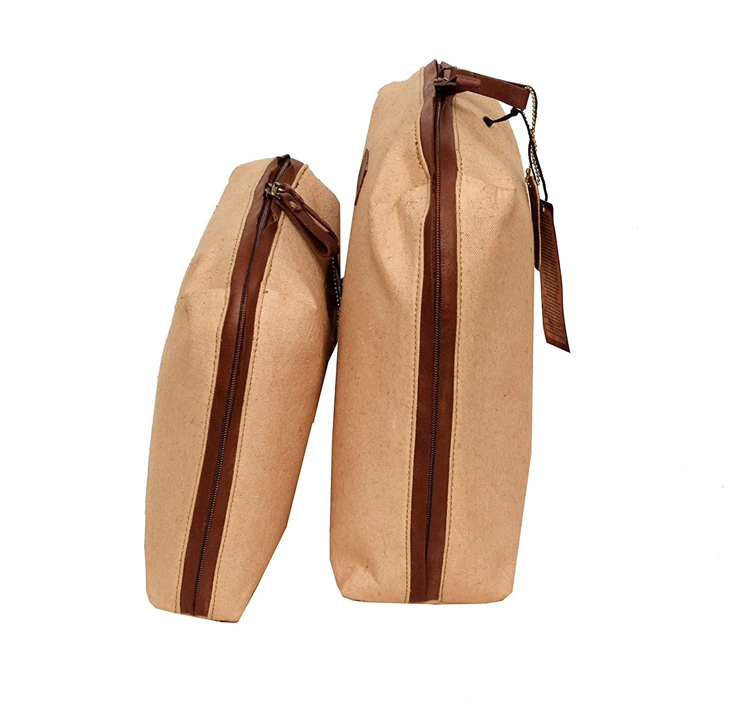 Canvas Leather Luggage Organiser Set of 2 (Gold) - Seville