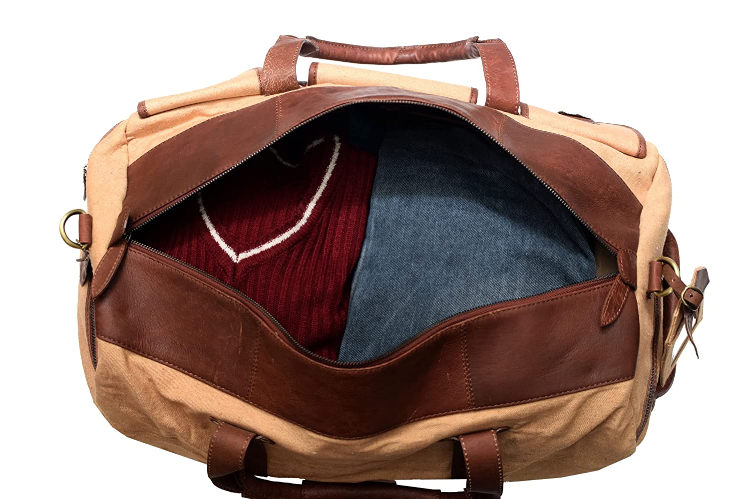 Canvas Leather Duffle Bag with Tag - Vienna