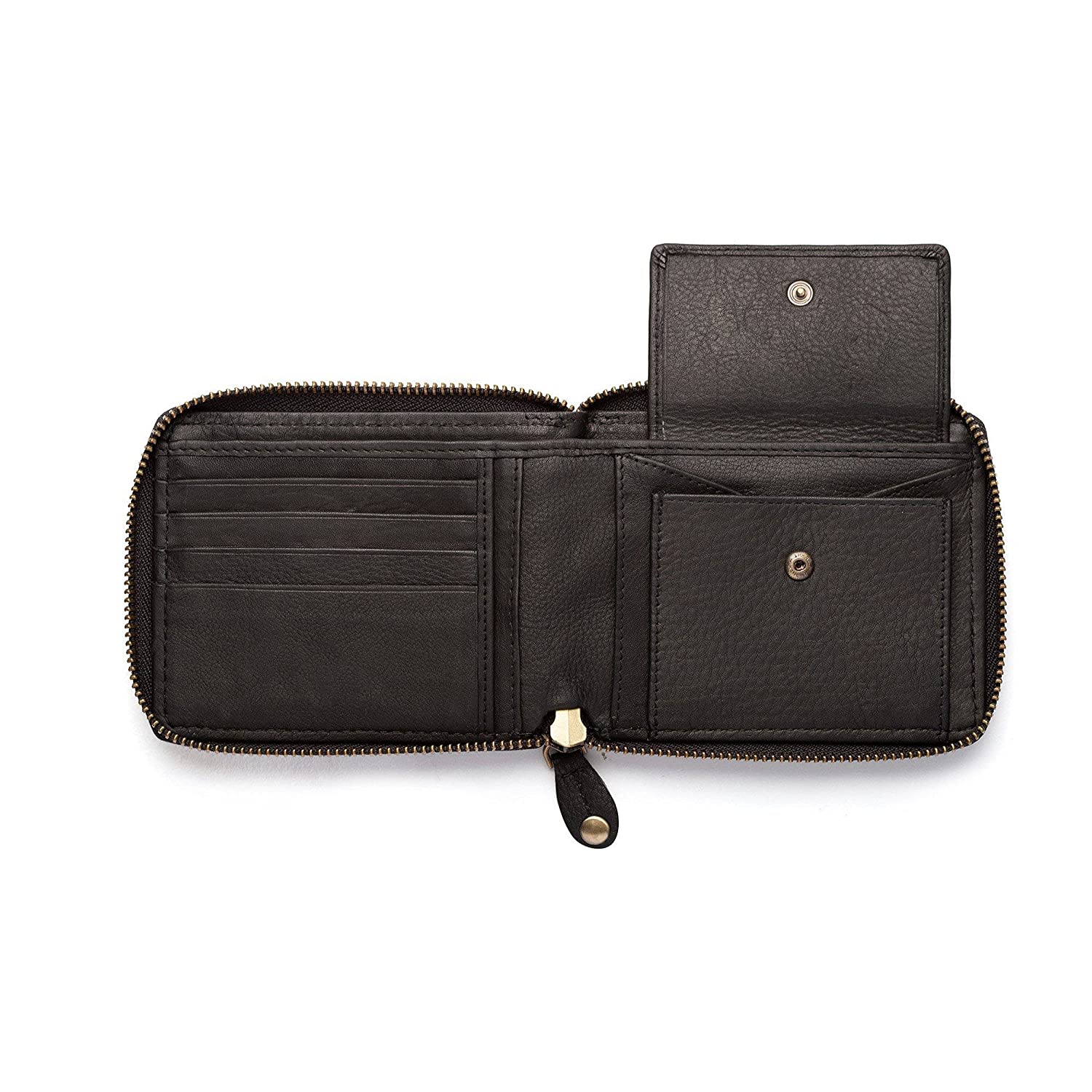 Leather Zipper Wallet Black - Durban