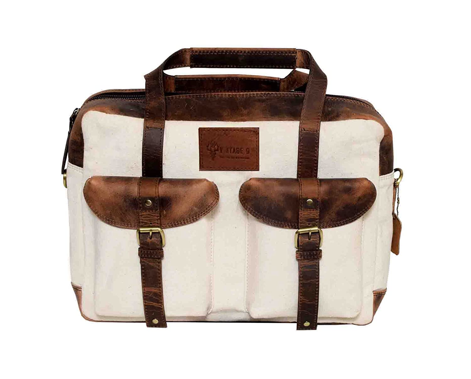 Canvas Leather Duffle Bag with Tag - Toyko