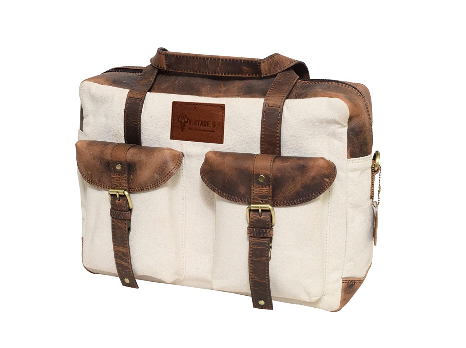 Canvas Leather Duffle Bag with Tag - Toyko