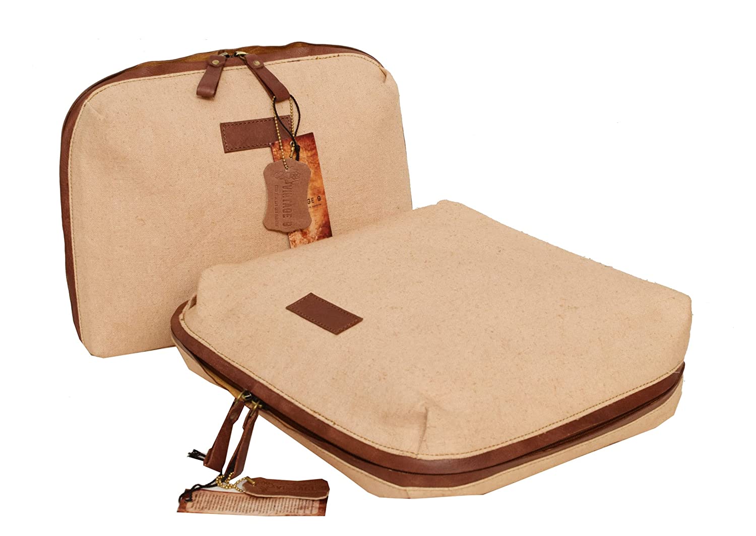 Canvas Leather Luggage Organiser Set of 2 (Gold) - Seville