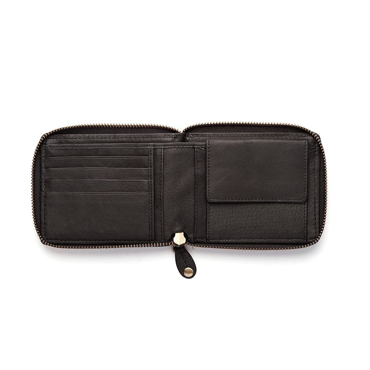 Leather Zipper Wallet Black - Durban