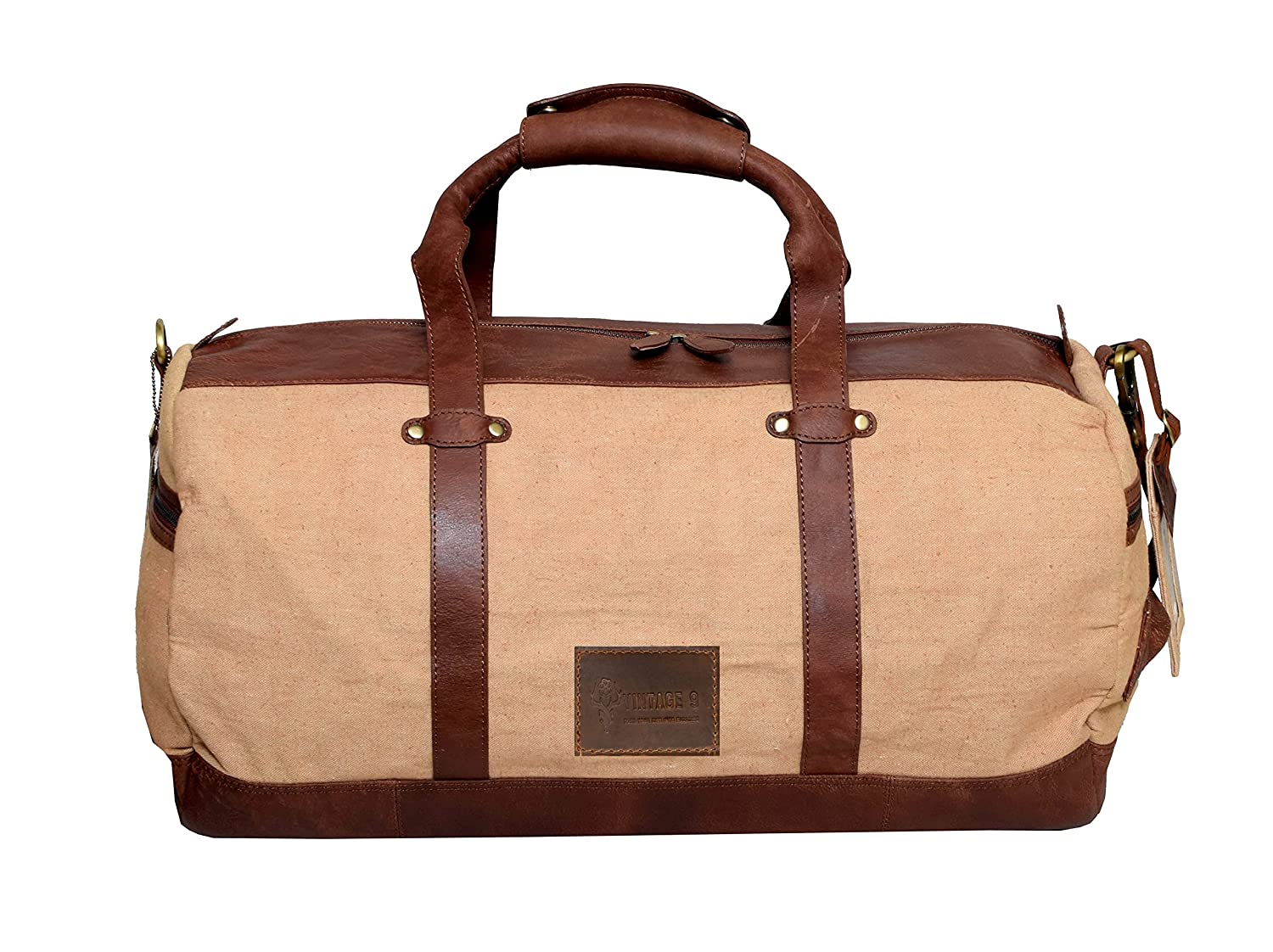 Men's canvas and hot sale leather duffle bag