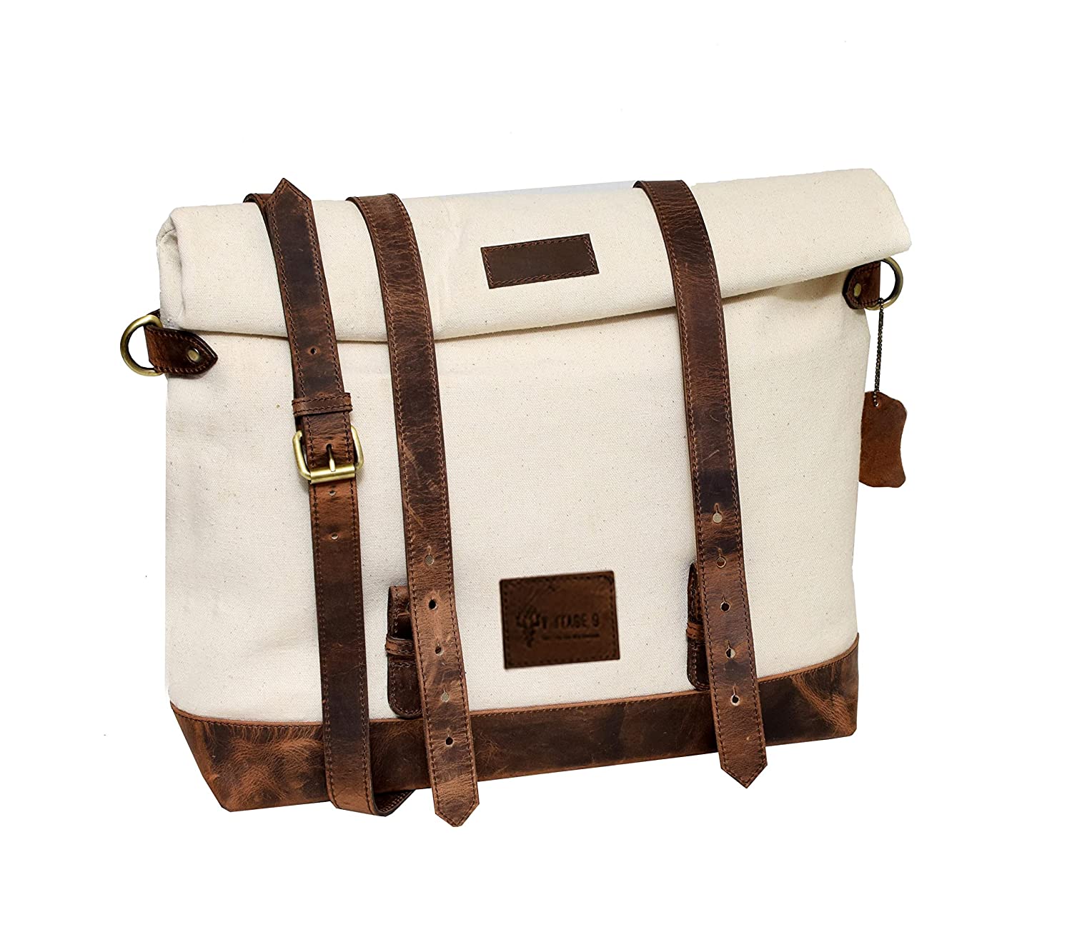 Canvas Leather Messenger Bag - Madrid